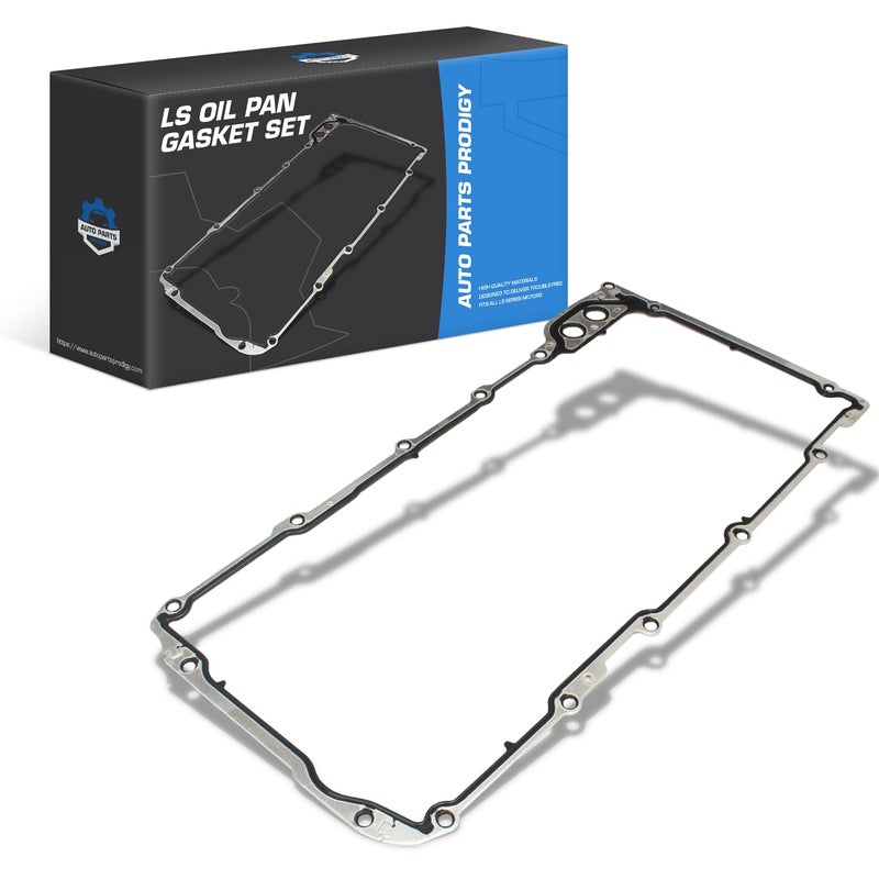Auto Parts Prodigy Oil Pan Gasket Set Compatible with Chevy Silverado, Tahoe, GMC Sierra, Yukon, Cadillac Escalade - Fits 4.8L, 5.3L, 6.0L, 6.2L Vortec V8 Engines (1997-2015) - Replaces LS Series GM OE# 12612350 - Image 1